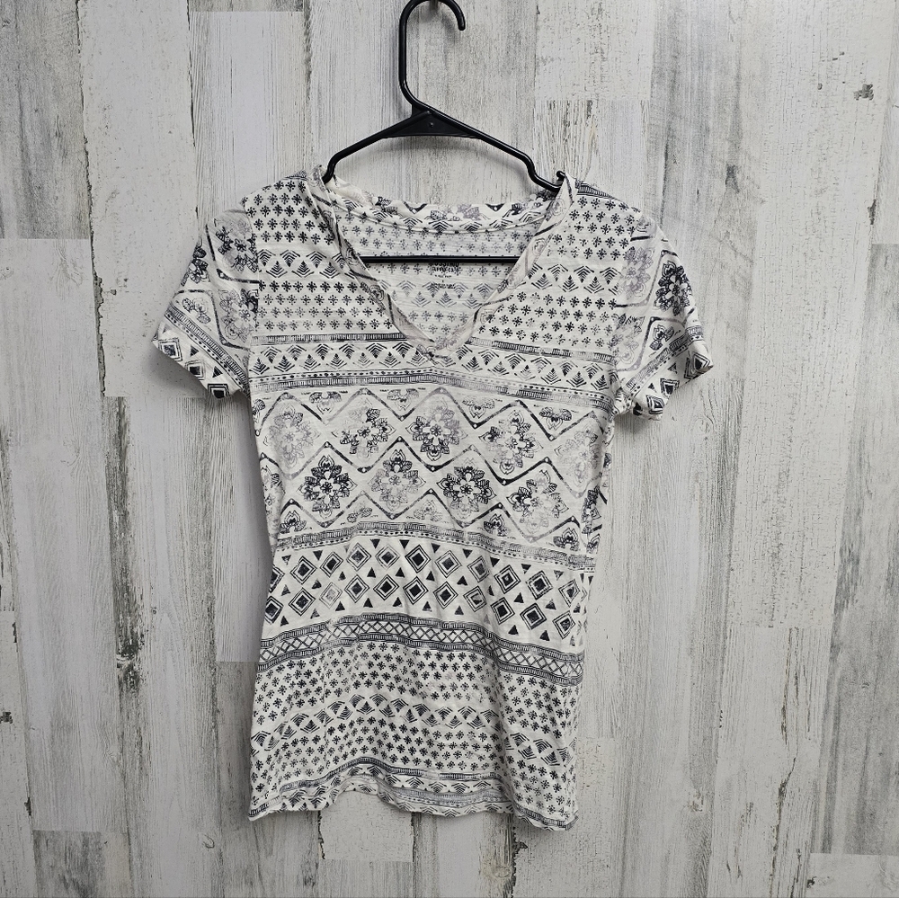 Mossimo Patterned Gray Women's Top Size Small